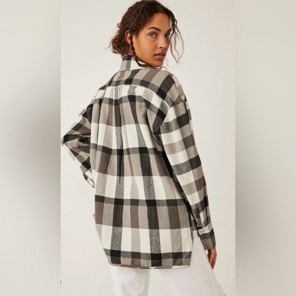 NWOT Free People S We the Free Izzie Cargo Shirt Snap Button Down New Flannel - Picture 3 of 6